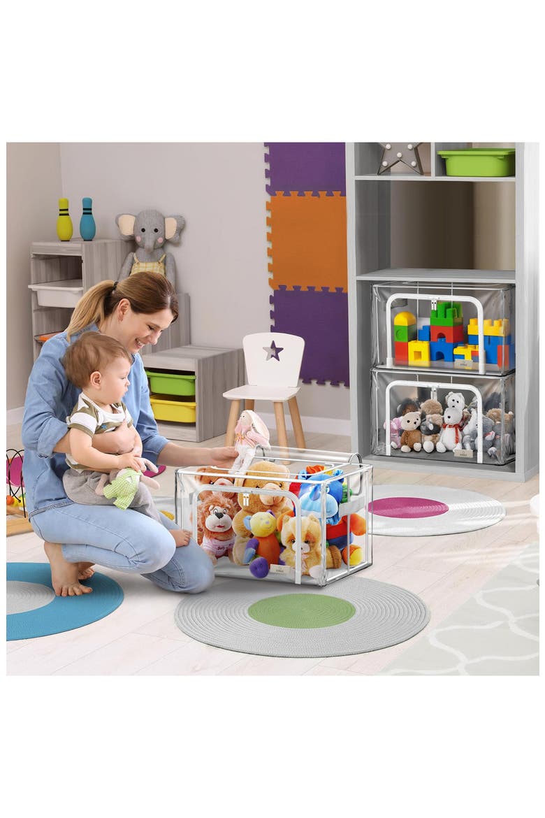 Set of 2 Stackable Foldable Storage Bins, Alternate, color, NO COLOR