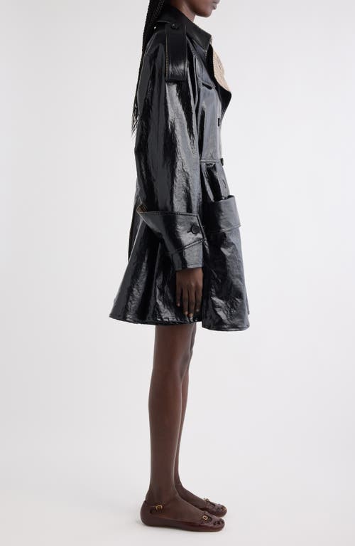 Chloé Coated Linen Belted Riding Trench Coat In Black