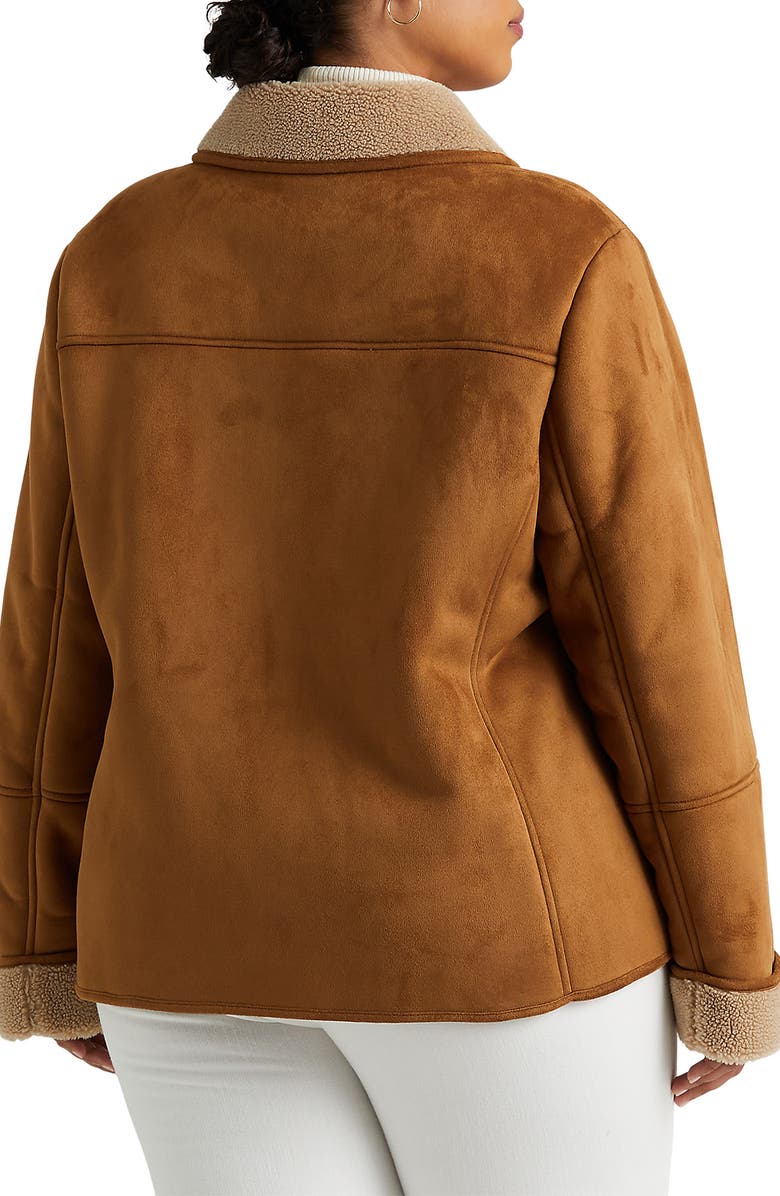 Lauren Ralph Lauren Faux Suede Jacket with Faux Shearling Trim, Alternate, color,