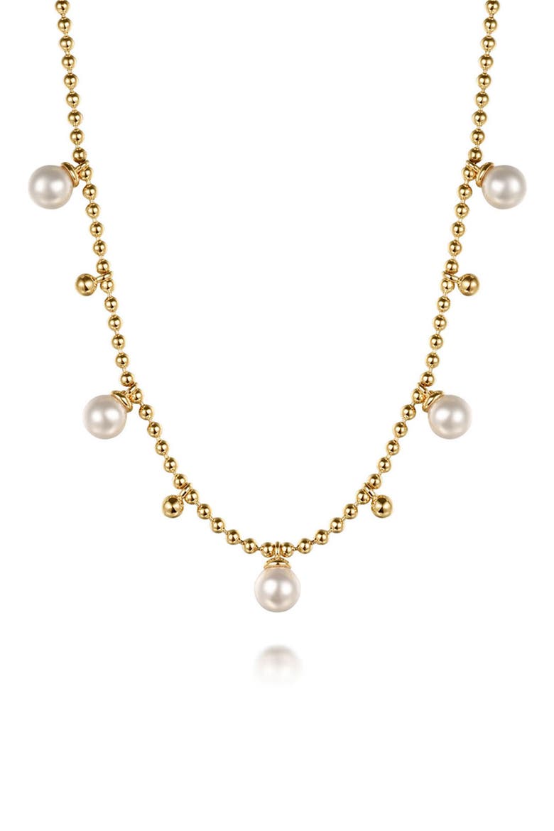 Bujukan Freshwater Pearl Charm Beaded Necklace, Main, color, GOLD