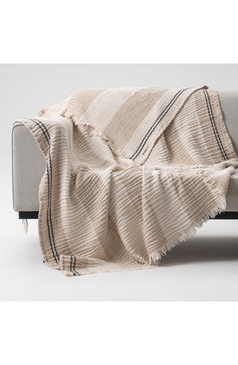 Home and Loft Soho Supersoft 4-Layer LinenCotton Gauze Throw, Alternate, color, Sand