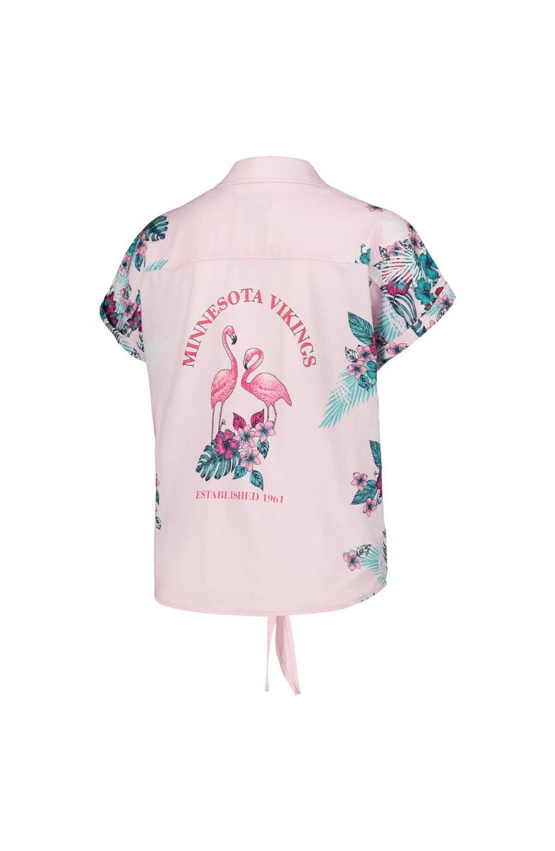 Margaritaville Women's Margaritaville Pink Minnesota Vikings Stadium Tie-Front Button-Up Shirt, Alternate, color, Pink