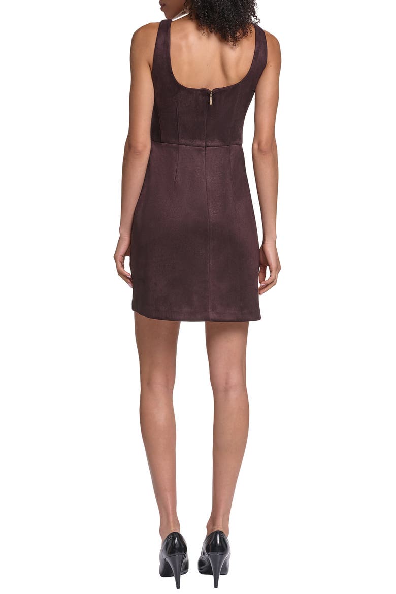 Sleeveless Scuba Faux Suede Minidress, Alternate, color, ESPRESSO