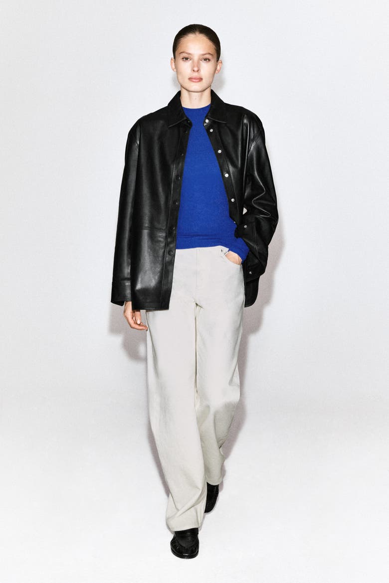 Crepe-jersey Long-sleeved T-shirt, Alternate, color, COBALT BLUE