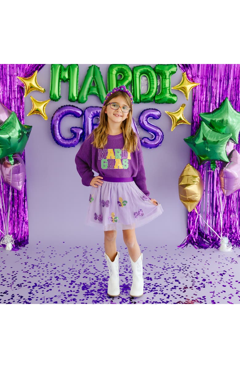 Sweet Wink Mardi Gras Knit Sweater, Alternate, color, Purple