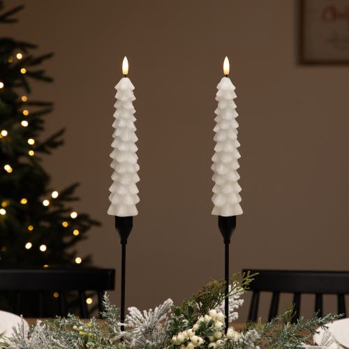 Northlight Led Flickering Flameless Wax Tapered Christmas Tree Candles In White