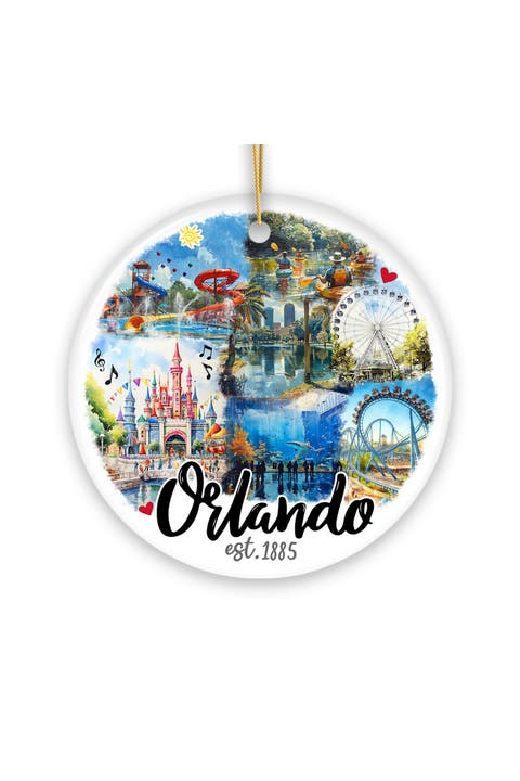 Orlando 1885 Watercolor Landmarks Ornament - Version 2