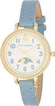 Lucky Brand Round Analog Leather Strap Watch, 34mm