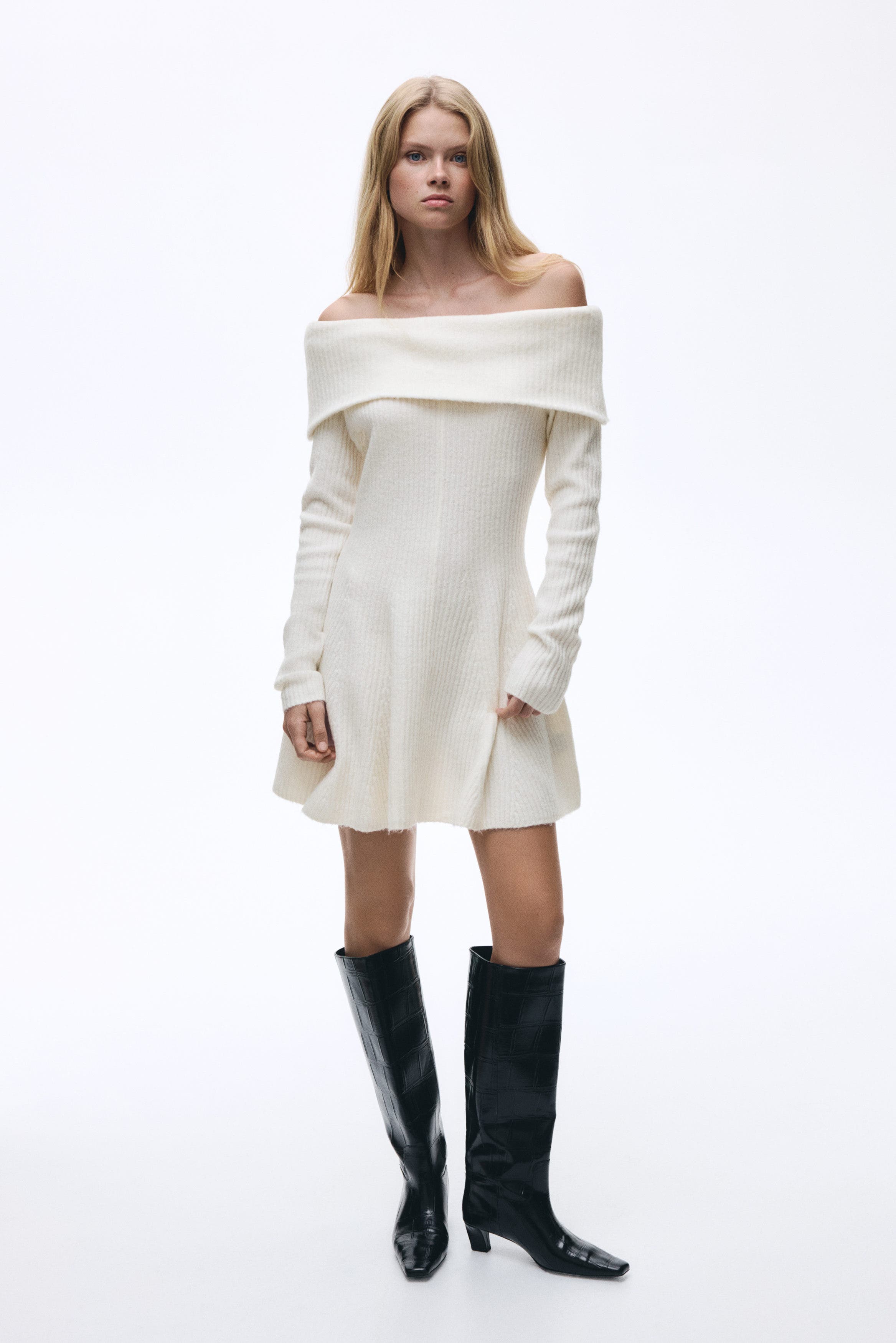 Rib-knit Off-the-shoulder Dress - image 4