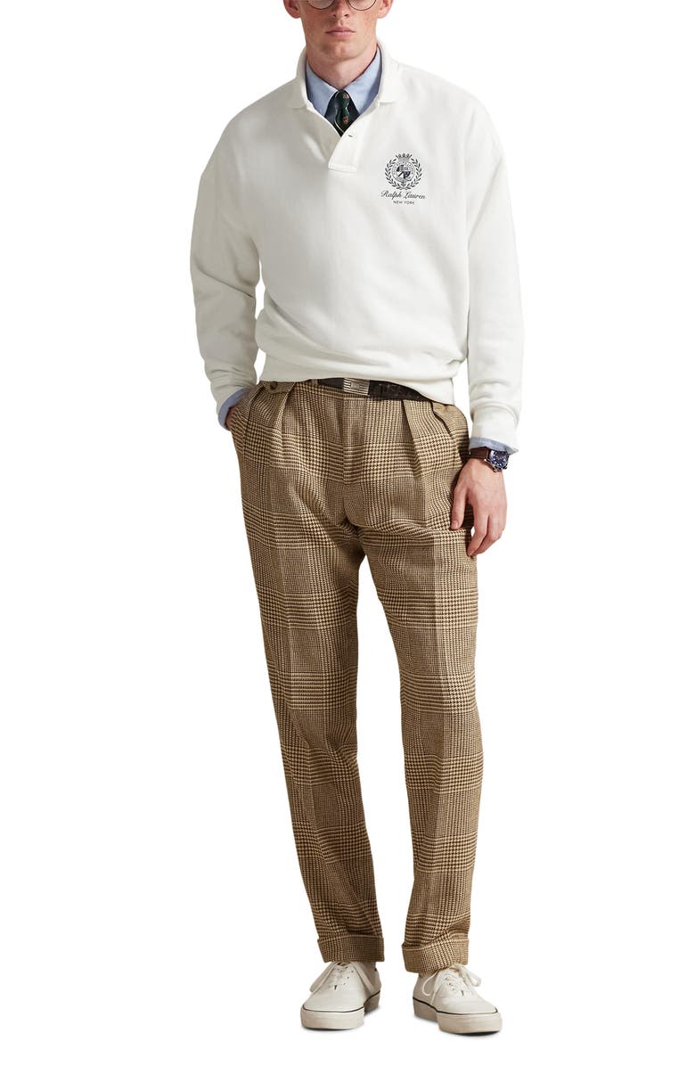 Polo Ralph Lauren Relaxed Fit Fleece Graphic Polo Sweatshirt, Alternate, color, White