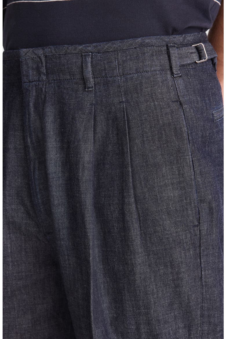 Double Pleated Denim Pants, Alternate, color, INDIGO