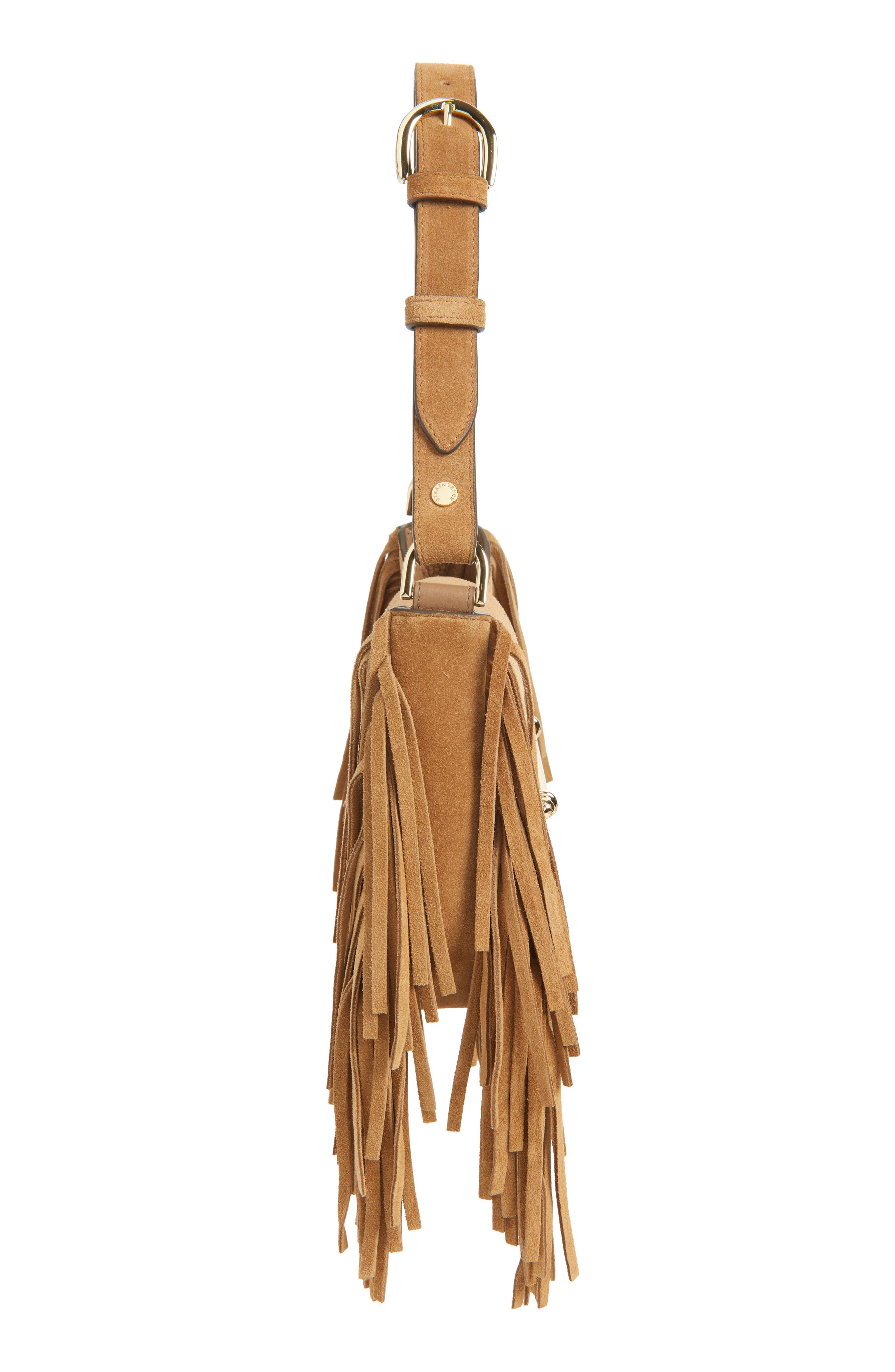 x Cinq à Sept Multrees Fringe Suede Hobo Bag, Alternate, color, TOFFEE