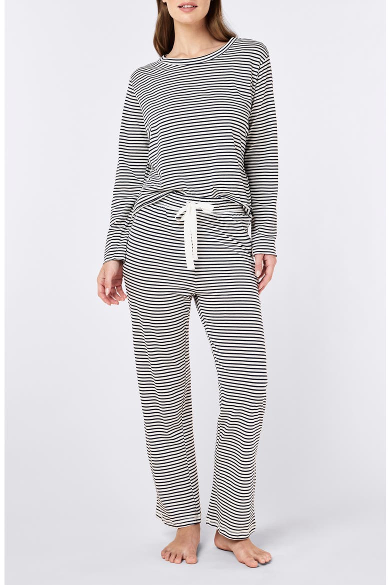 Jada Stripe Organic Cotton Pajamas, Alternate, color, NAVY / WHITE STRIPE