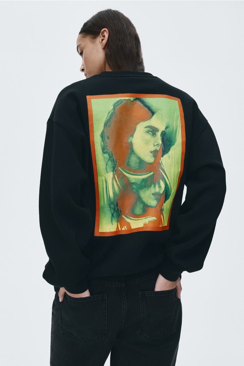 Oversized Print-motif Sweatshirt, Alternate, color, Black/Billie Eilish