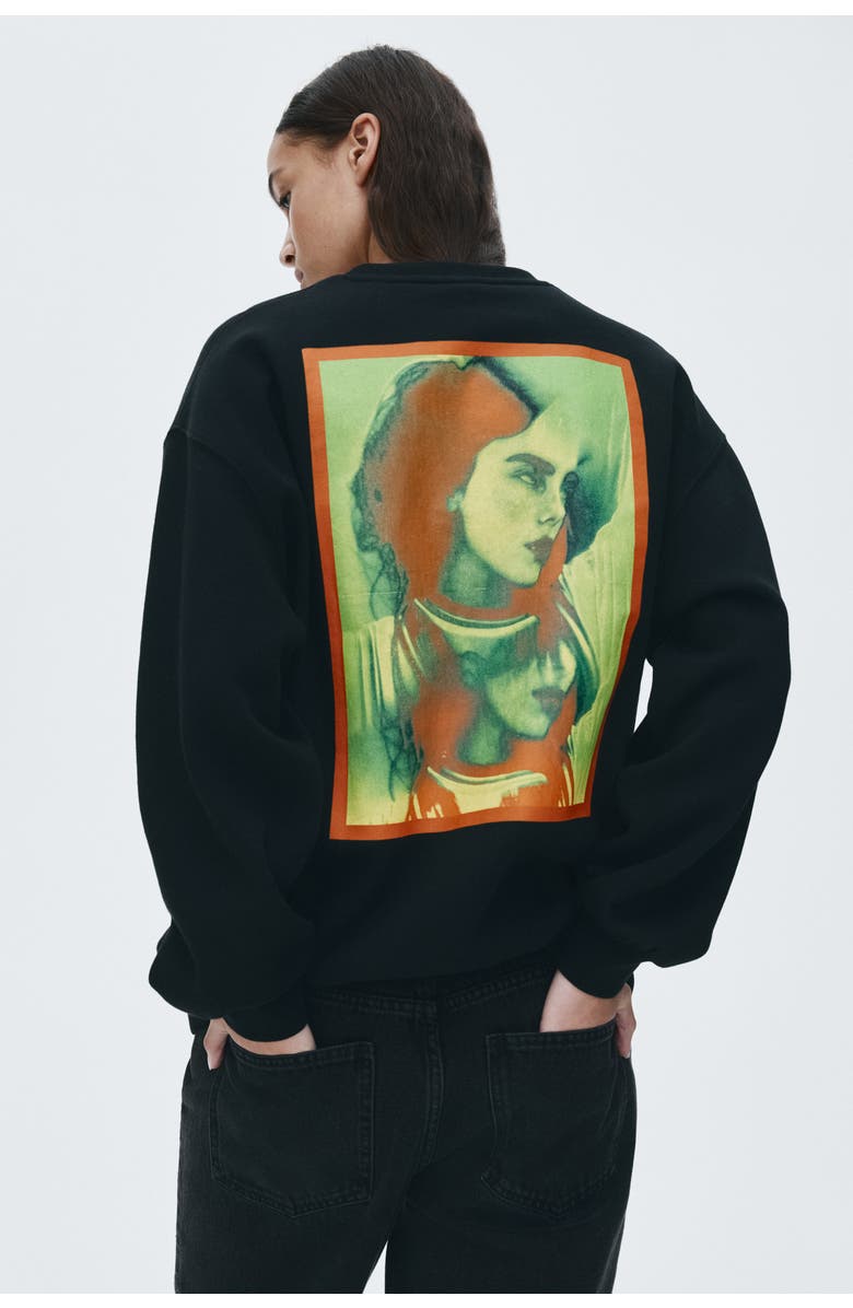 H&M Oversized Print-motif Sweatshirt, Alternate, color, Black/Billie Eilish
