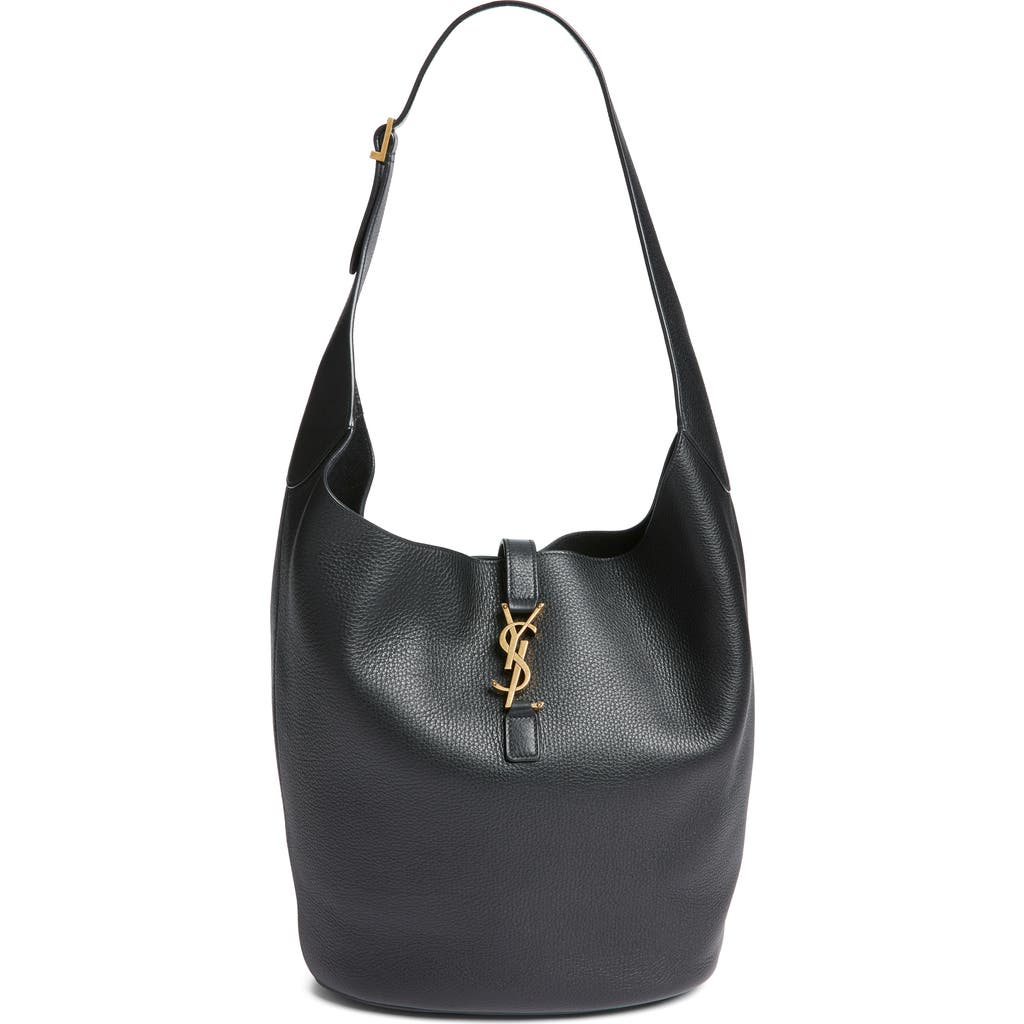 Saint Laurent Le 5 À 7 Leather Hobo Bag In Black