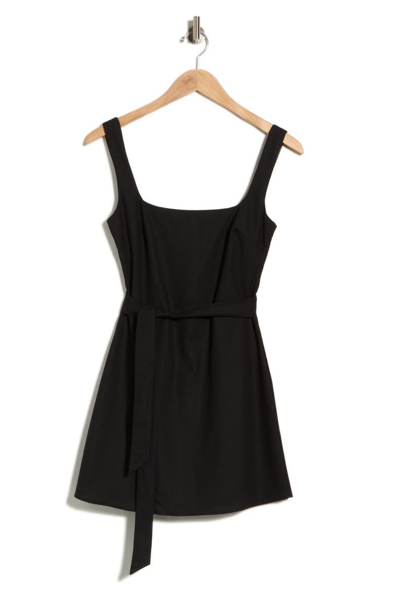 Devinn Sleeveless Cotton & Linen Romper, Main, color, BLACK