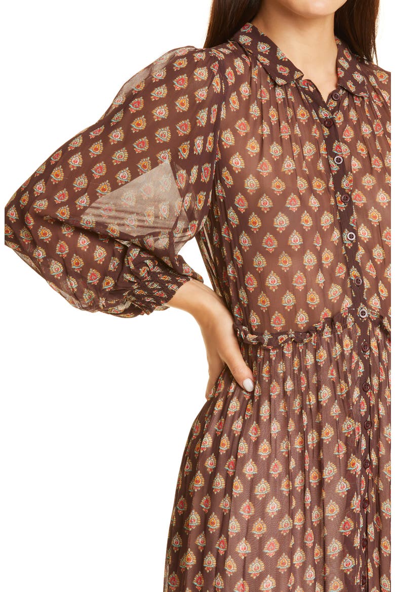 '50s Print Long Sleeve Cotton Maxi Dress, Alternate, color, BLOSSOMS