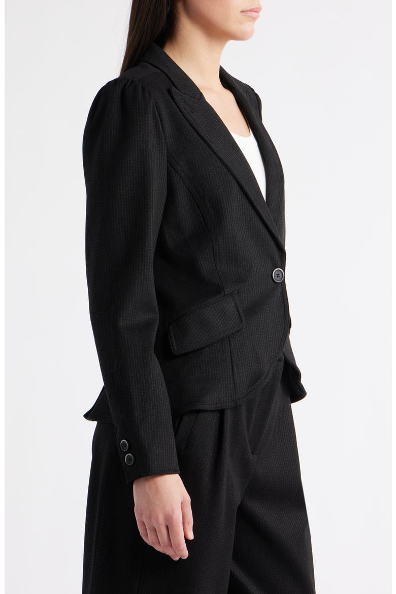 Stripe Puff Shoulder Blazer, Alternate, color, BLACK