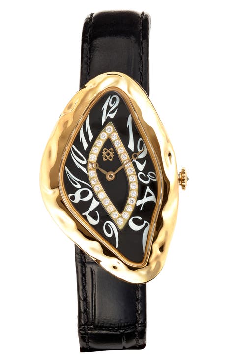 Paradoxe Lab Grown Diamond Leather Strap Watch, 30mm x 44mm