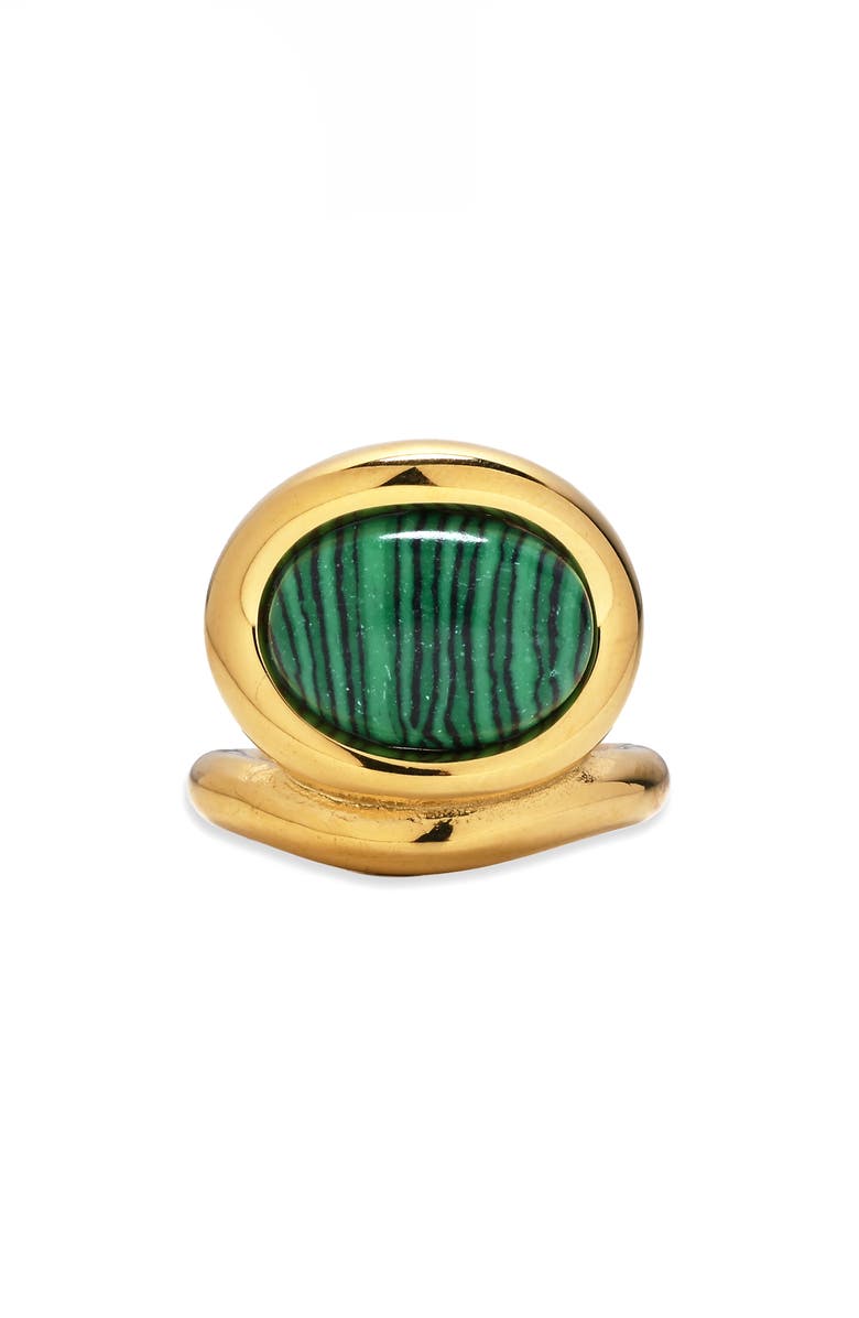 EYE CANDY LOS ANGELES Isel Malachite Statement Ring, Alternate, color, Gold