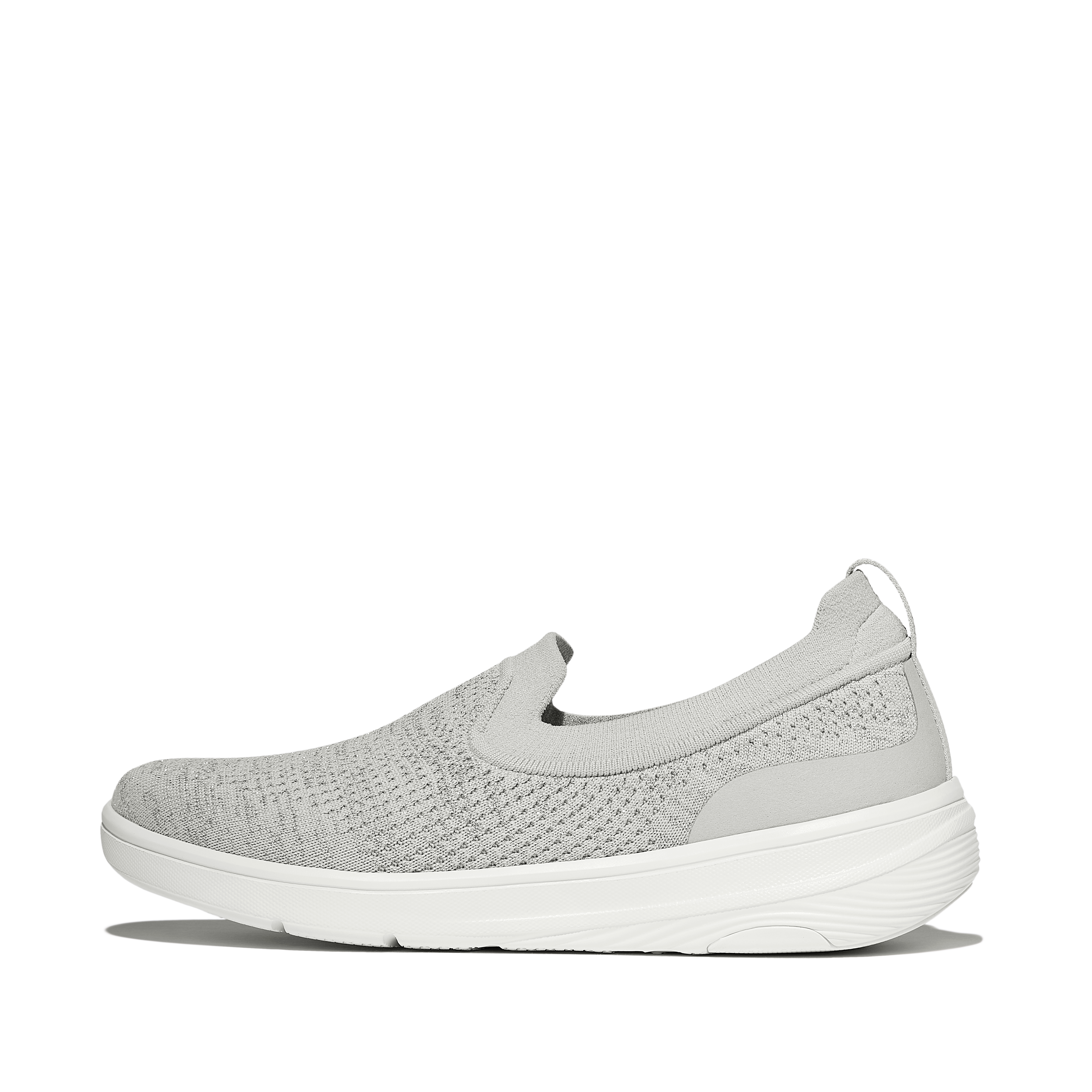 FitFlop Super-Q Knit Slip-Ons, Alternate, color, Arctic Grey/Silver