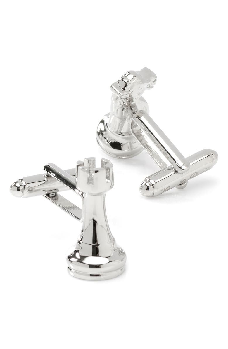Cufflinks, Inc. Knight & Rook Chess Piece Cuff Links, Alternate, color, Silver