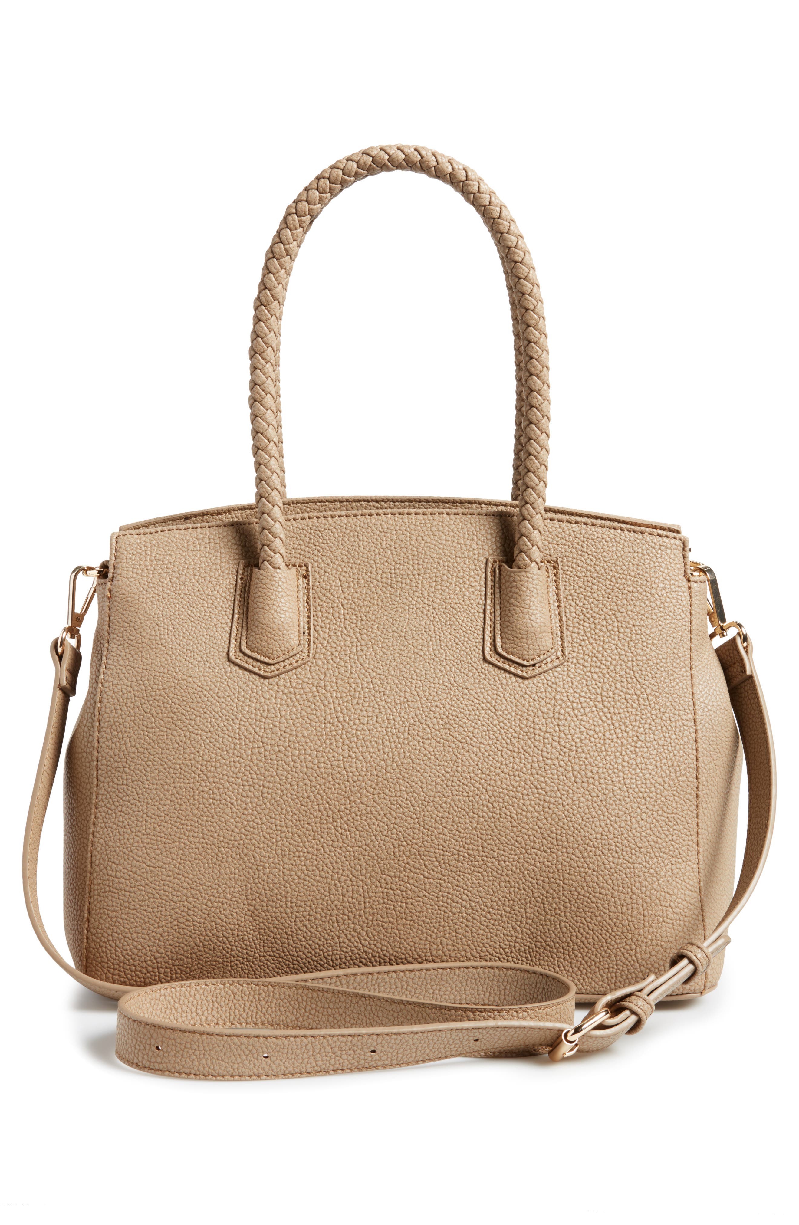 Lexington Faux Leather Satchel, Alternate, color, TAUPE