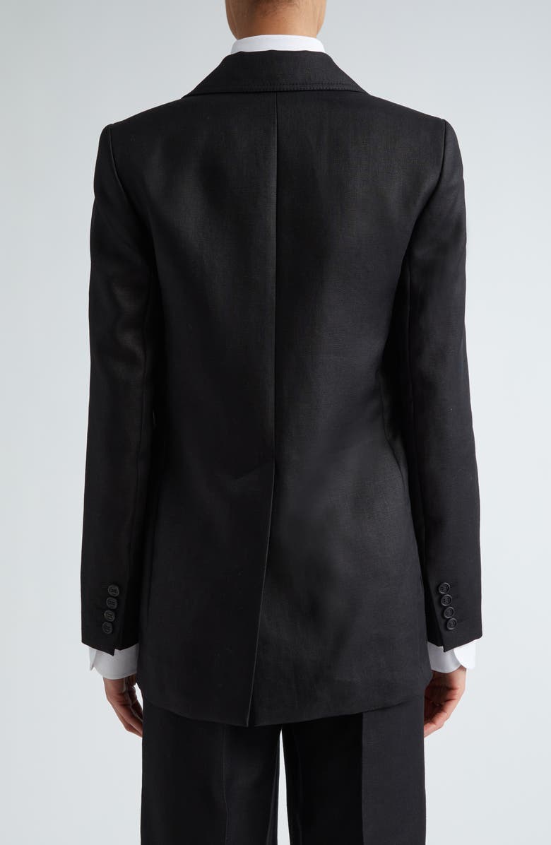 Max Mara Boemia Notch Lapel Linen Blazer, Alternate, color, Black