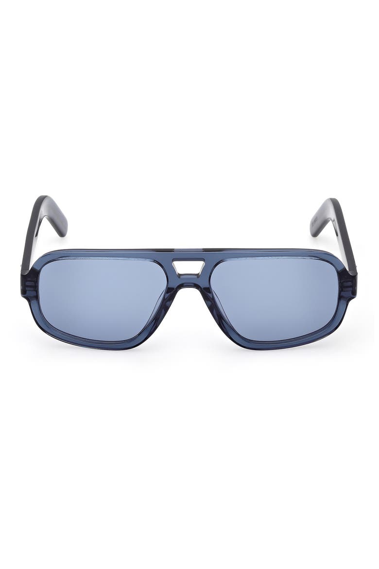 55MM Navigator Sunglasses, Main, color, SHINY BLUE / BLUE