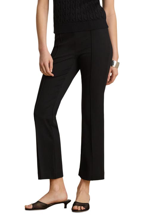 Pintuck Stretch Knit Ankle Bootcut Pants