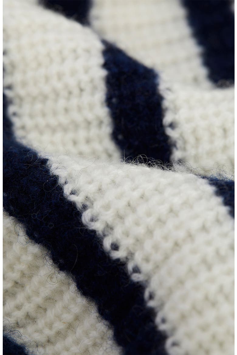 Stripe Cashmere Polo Sweater, Alternate, color, MARSHMALLOW