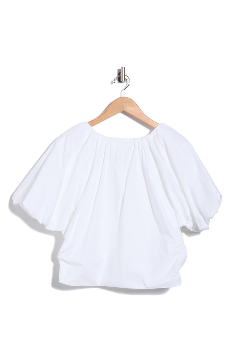 Dramatic Balloon-Sleeved Cotton Top, Alternate, color, WHITE