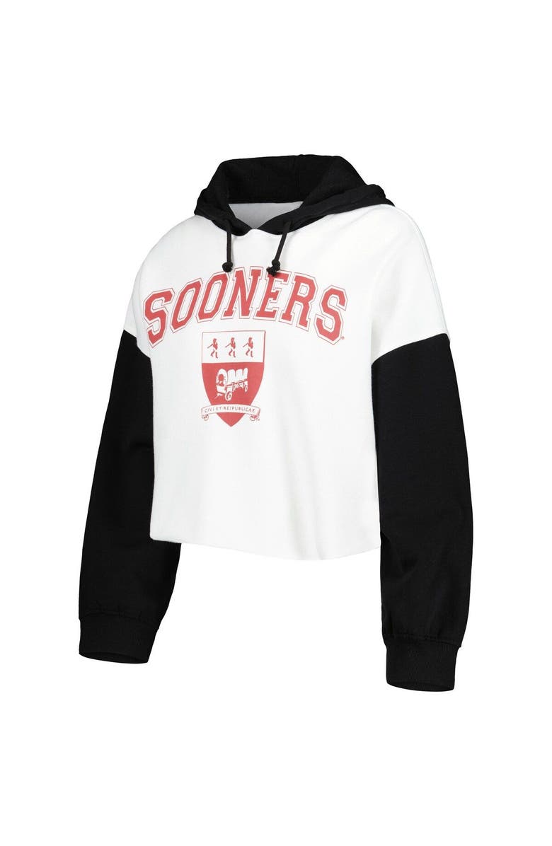 GAMEDAY COUTURE Women's Gameday Couture White/Black Oklahoma Sooners Good Time Color Block Cropped Hoodie, Alternate, color, White