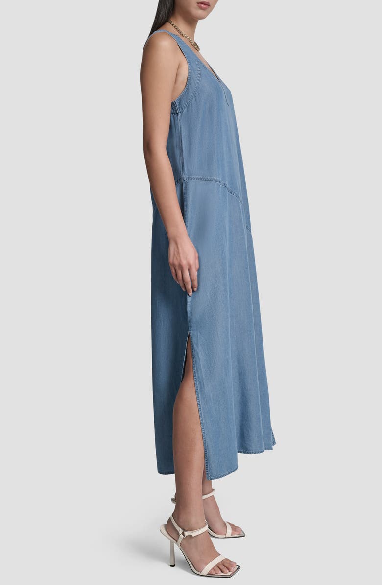 DKNY Sleeveless Chambray Midi Dress, Alternate, color, Stream