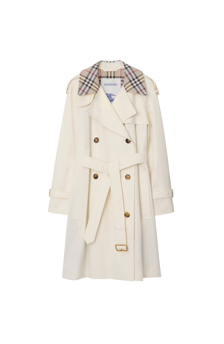Burberry Mid-length Check Collar Castleford Trench Coat, Alternate, color, Cotton