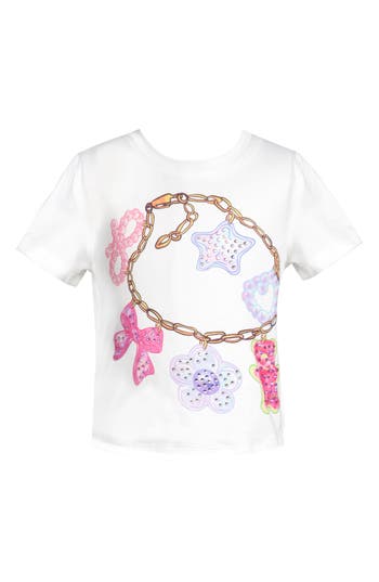 Baby Sara Kids' Charm Bracelet Graphic T-Shirt in White at Nordstrom Rack, Size 7