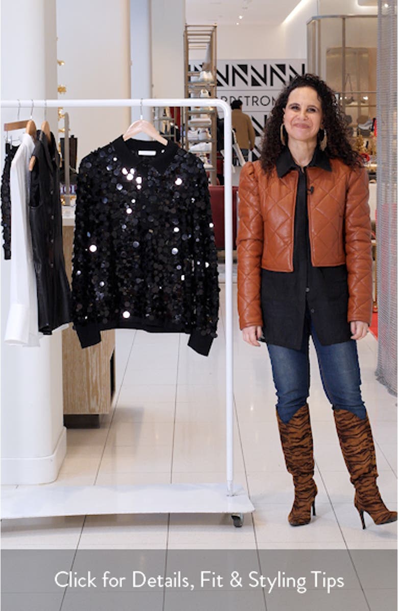 Paillette Wool Long Sleeve Polo, sales video thumbnail