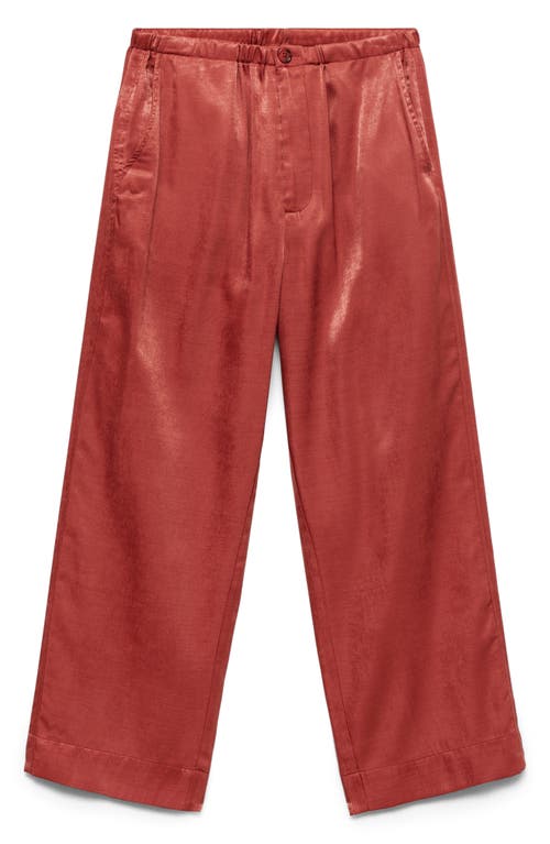 Mango Satin Crop Pants Red In Red