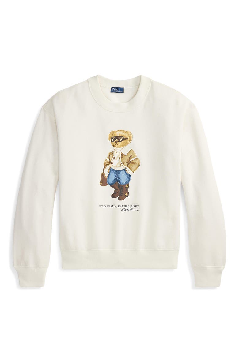 Polo Bear Fleece Graphic Sweatshirt, Alternate, color, PRCHMNT CR