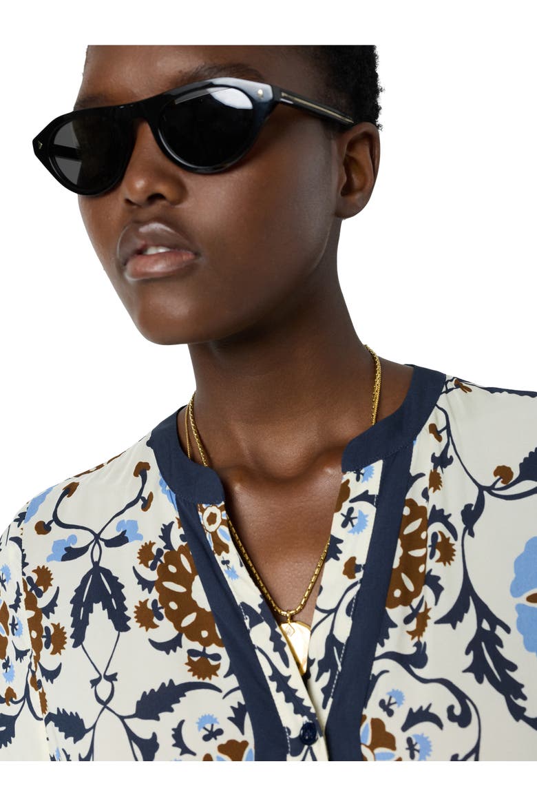 Romaine Printed Tunic Dress, Alternate, color, Ecru