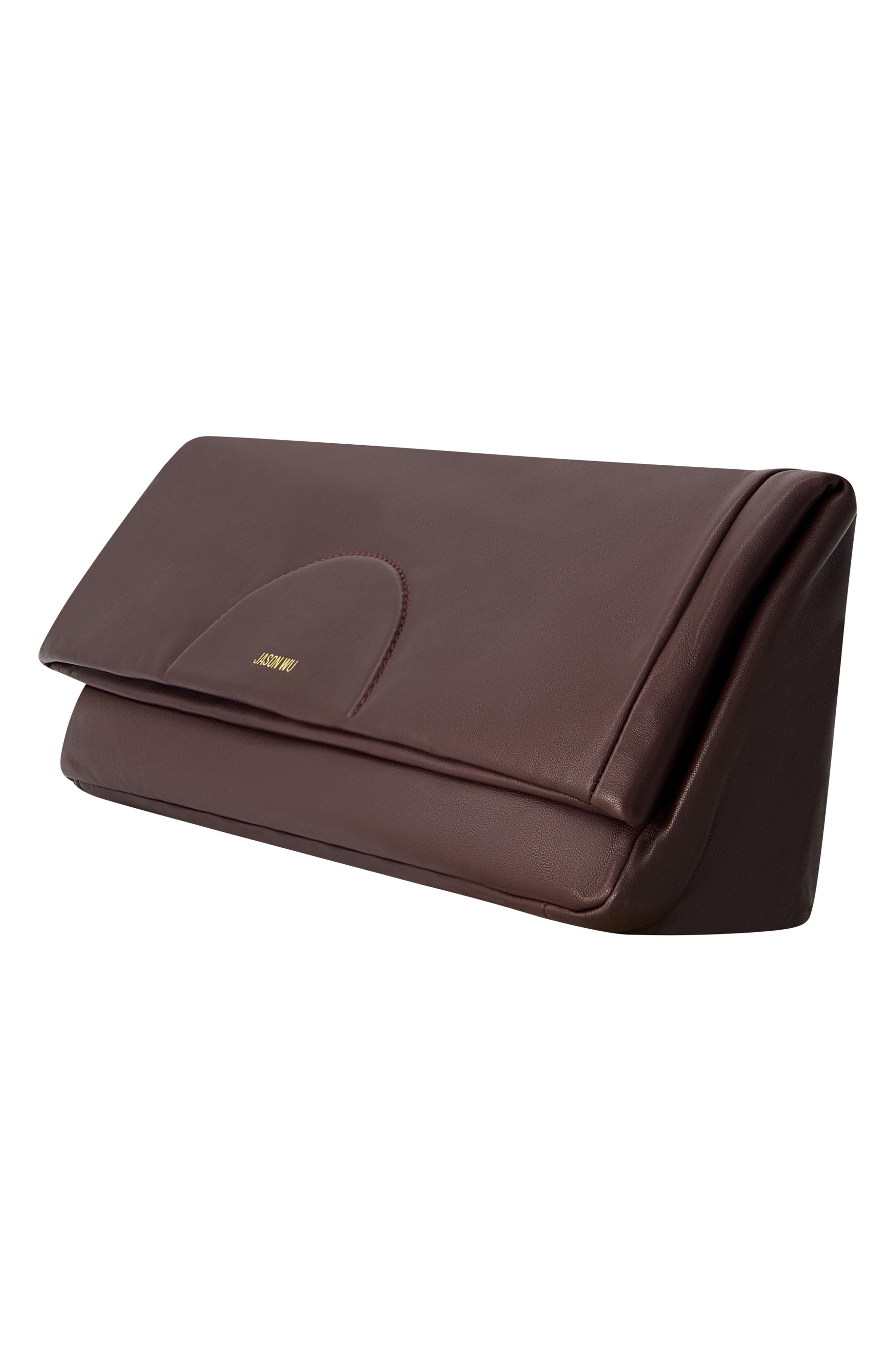 DUVET FOLD OVER CLUTCH, Alternate, color, CABERNET