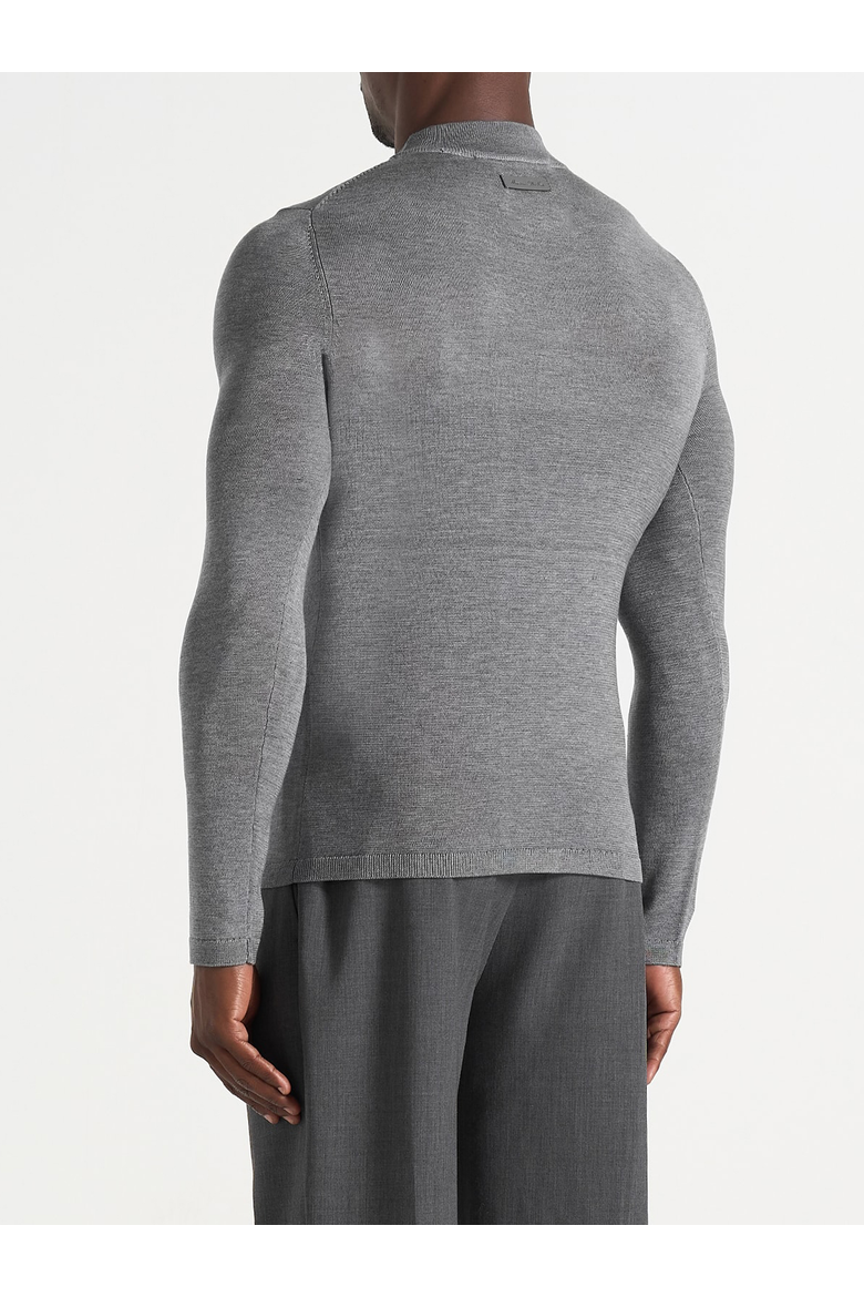 KW003 Fitted High Neck Wool Jumper, Alternate, color, Grey