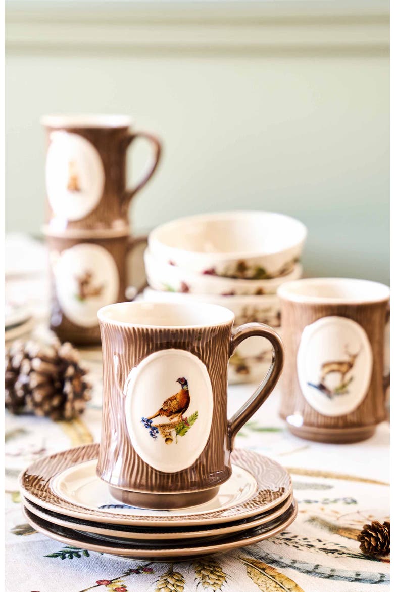 Forest Walk Pheasant Mug, Alternate, color, CAFE AU LAIT