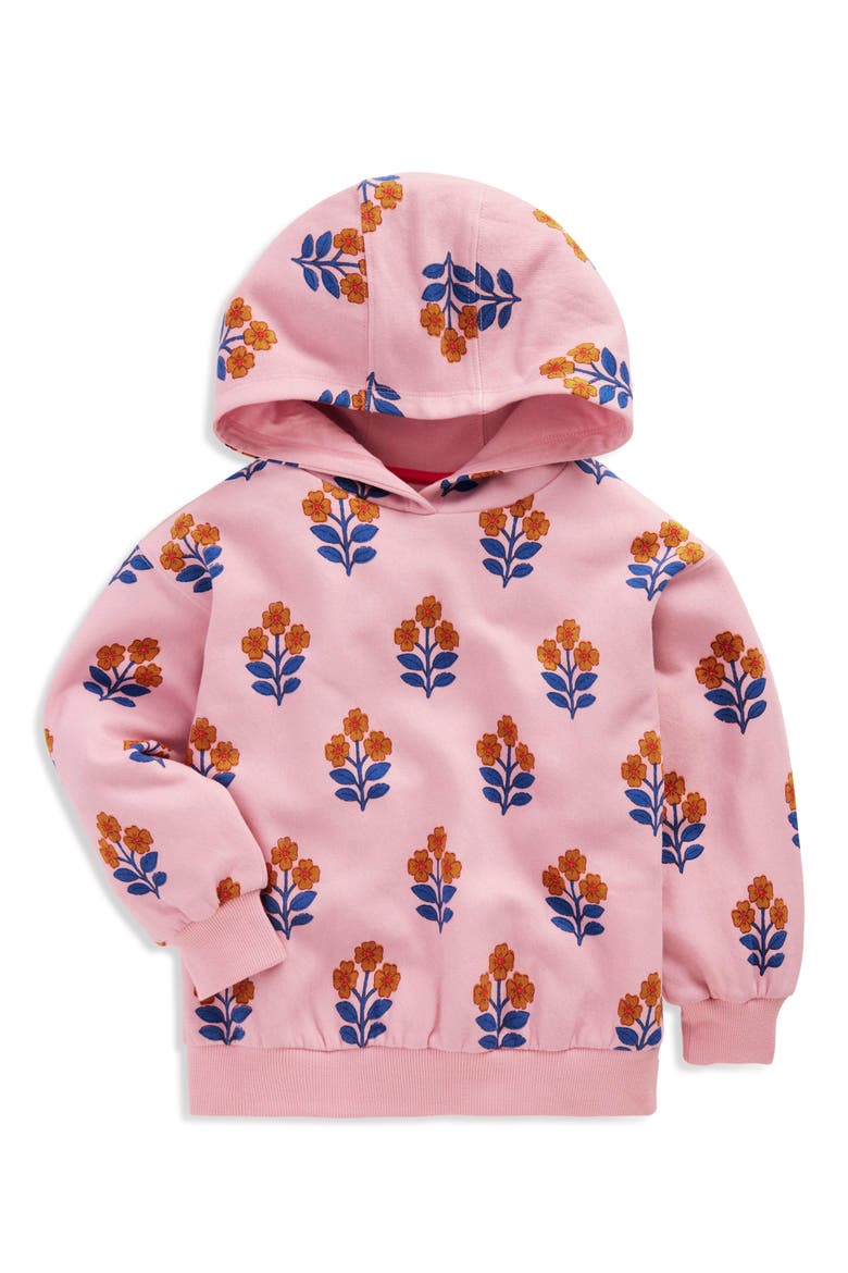 Kids' Floral Print Cotton Hoodie, Main, color, FORMICA PINK WOODBLOCK FLOWER
