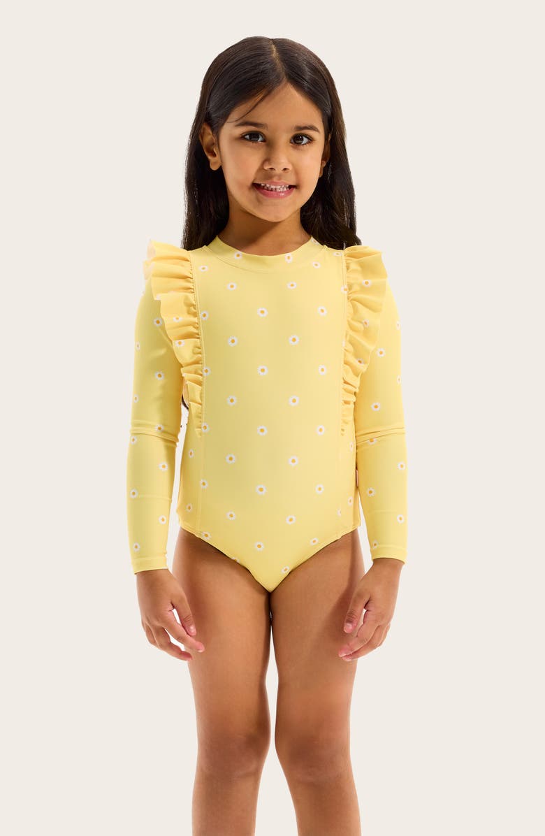 Seafolly Kids' Daisy Chain One-Piece Rashguard Swimsuit, Alternate, color, Daisy Chain Yellow