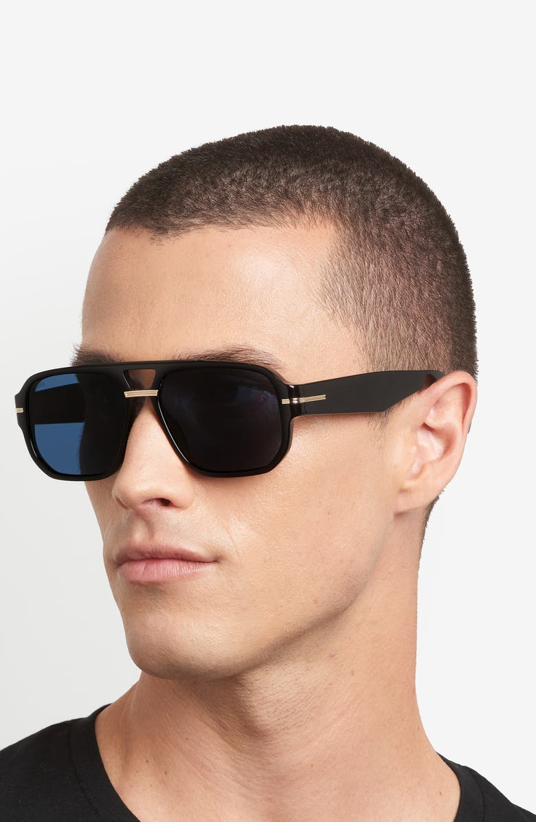 BOSS 57mm Rectangular Sunglasses, Alternate, color, 