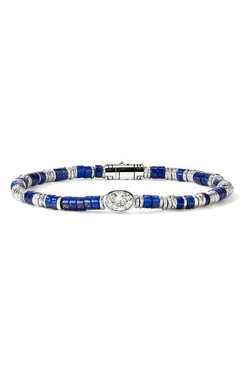 Lovestruck Lapis Lazuli & Lab Grown Diamond Heishi Bracelet