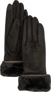 Echo Stretch Suede Fold-Up Faux Fur Cuff Gloves