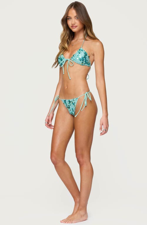 Edikted Mirabella Sequin Bikini Top In Blue